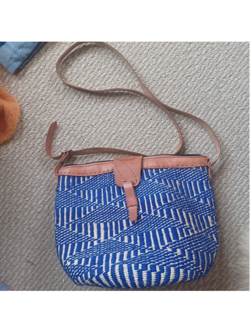 Vintage 1970s Hemp Twine Tooled Leather Large Hippie Beach Bag Purse Tote 70s - Picture 1 of 3